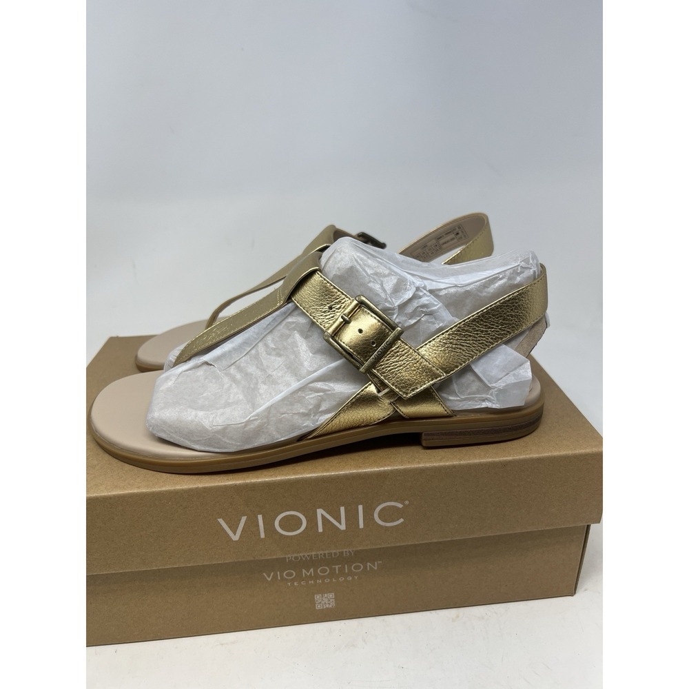 vionic Cora Metallic Gold Leather Women sandals US 9 NWB (LM00154) - Picture 3 of 7